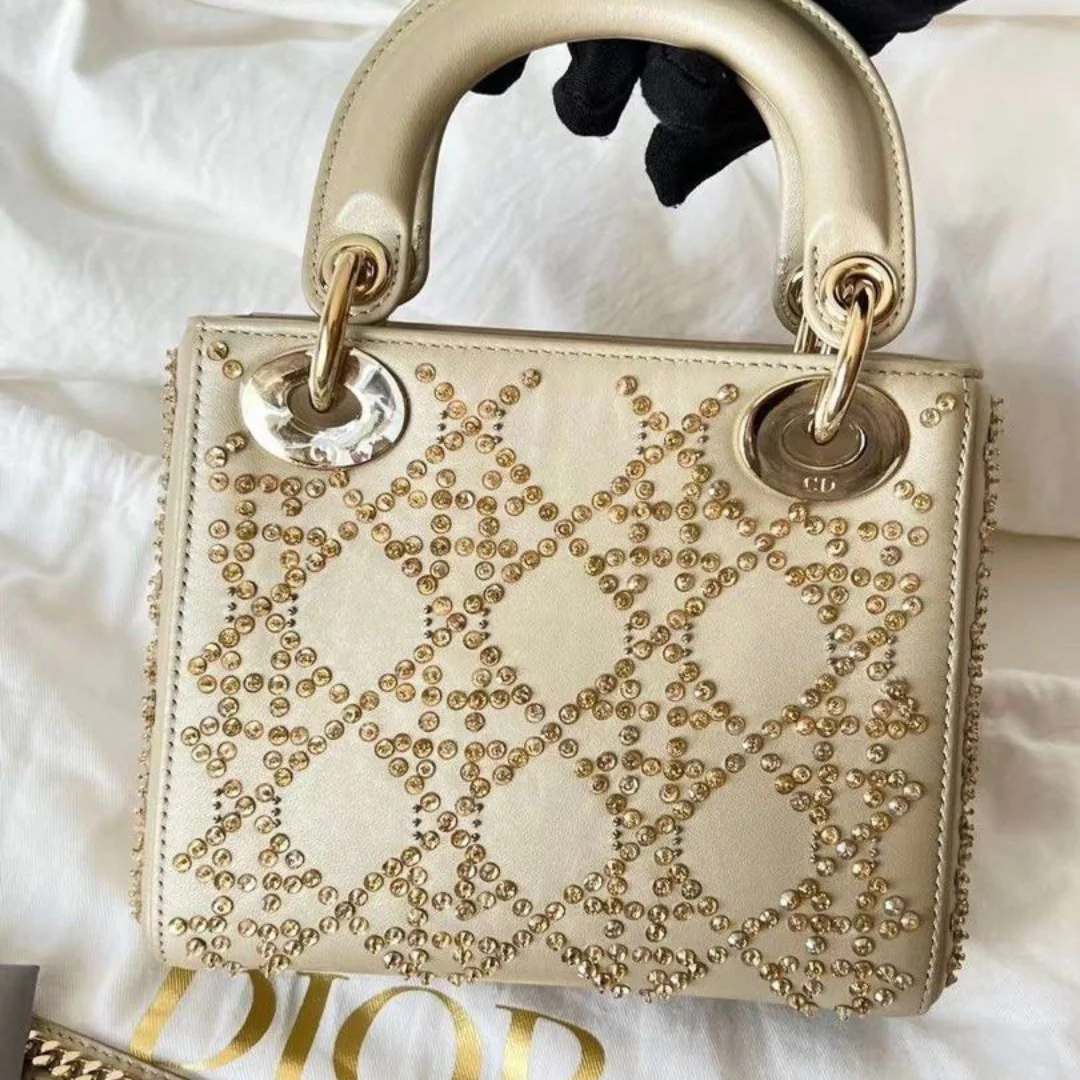 MINI LADY DIOR WITH PEARL EMBROIDERY
